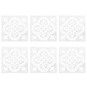 6 יח ' DIY ציור 30X30cm בציר דפוס פרחים שבלונות תבנית עבור אריחי קיר רצפה רהיטים ציור דקורטיבי
