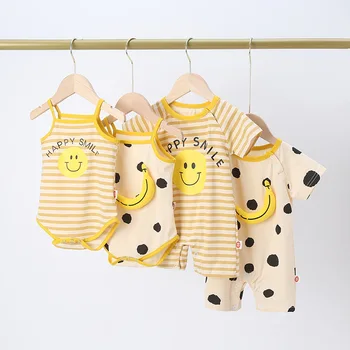 תינוק בייבי Romper בנים בנות הקיץ ילדים כותנה בננה חיוך סרבל Outift בגדי ילוד בגדי 3 6 12 18 24 חודשים