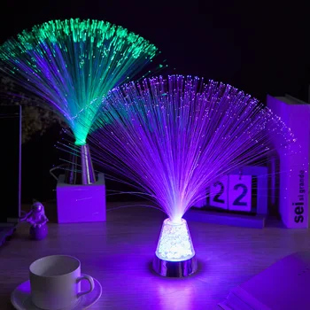 ססגוניות סיבים אופטיים LED מנורת אור עיצוב פנים מרכזי חג החתונה מנורת LED לילה אור המנורה המפלגה קישוט