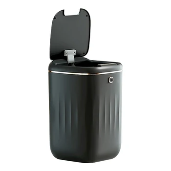 חכם פח אשפה אוטומטי עמיד למים חשמל קיבולת פסולת מטבח, חדר אמבטיה שירותים חיישן אוטומטי שחור